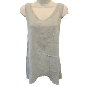 Soft Surroundings Gauze Desert Sage Tank Top Womens S Double Layered Crinkle EUC